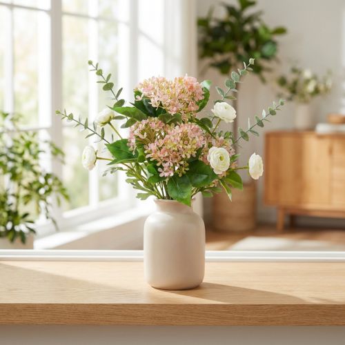 Schneeballbusch künstlich 49cm Rosa Grün Weiß Kunststoff | Floristik24.at