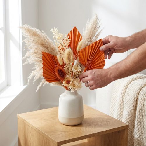 Orangene Palmspear aus echten Palmblättern, ca. 40–56 cm, 65 Stück | Floristik24.at