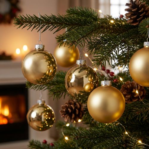 Weihnachtskugeln aus Glas, Ø 7,5 cm, Gold, matt und glänzend, 12 Stück | Floristik24.at