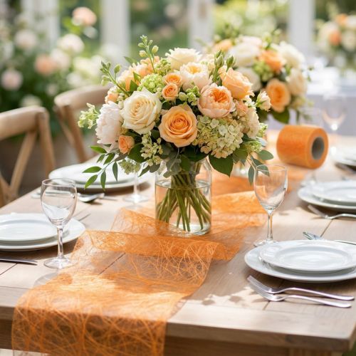 Vlies Dekoband Faserseide 8cm x 25m Apricot | Floristik24.at