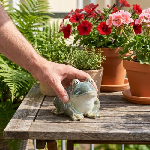 Keramik-Froschfigur 12cm grün für Wohnung und Balkon | Floristik24.at