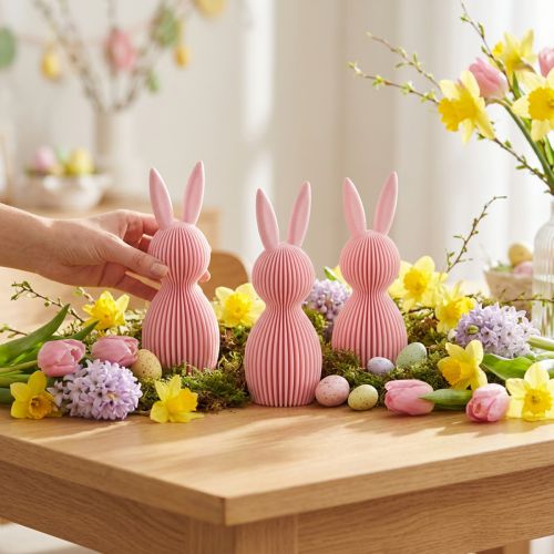 Artikel Dekohase aus Kunststoff in Rosa, 13 cm, 3er-Set für Oster- und Frühlingsdekoration
