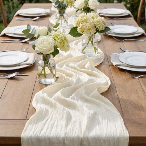 Tischband Crash Creme 100mm x 15m Dekostoff | Floristik24.at