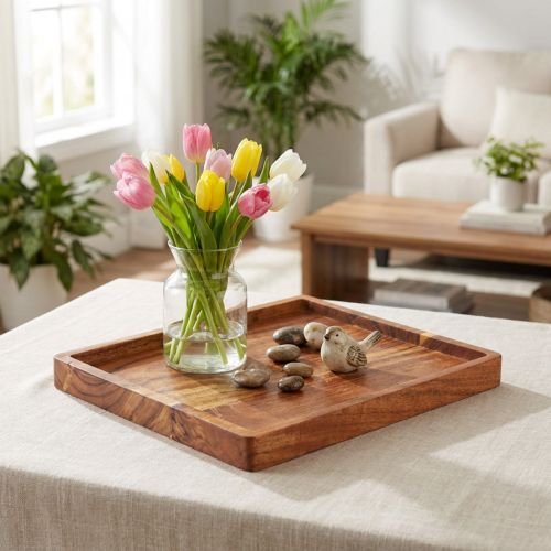 Deko Tablett Holz Akazie 30x25cm rechteckig