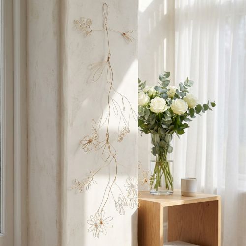 Metall Blumen Deko Girlande Gold 110 cm flexibel