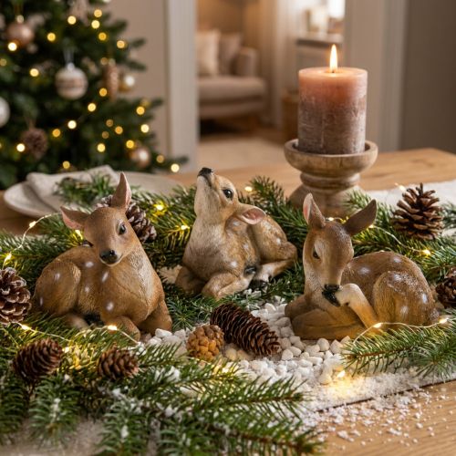 Deko-Figuren Rehkitz handbemalt 3er-Set Polyresin | Floristik24.at