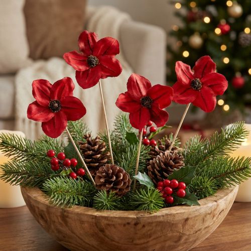 Holzblütenstecker Rot 45cm Ø9–12cm 15 Stück für Dekoration | Floristik24.at
