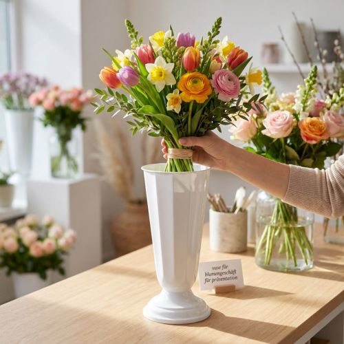 Artikel Einstellvase aus Kunststoff Weiß Ø13cm