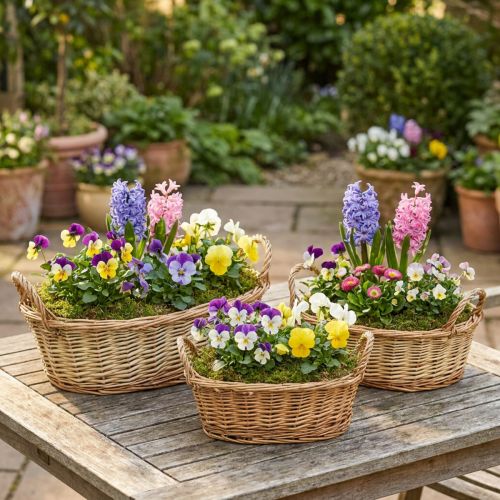 Artikel Pflanzkorb-Set oval Weide mit Folie 3 Größen natur