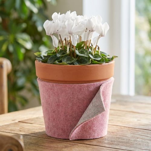 Filzband aus Schafwolle, zweifarbig in Altrosa und Grau, 15 cm x 5 m, für Dekoration und Bastelarbeiten | Floristik24.at