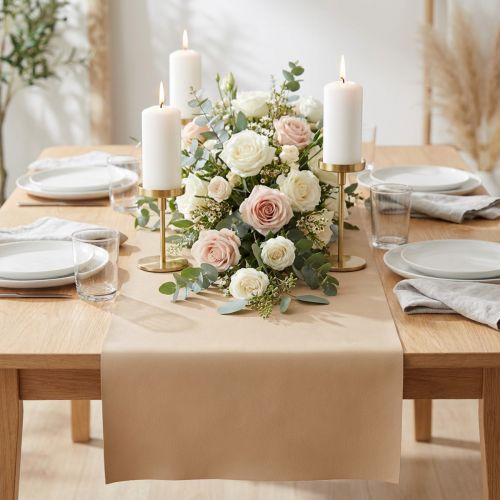 Artikel Kunstleder Tischband Beige 33 cm x 1,35 m Dekostoff Polyurethan