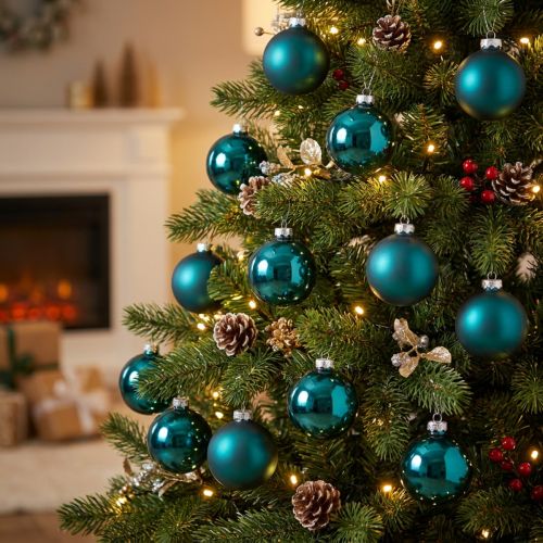Artikel Christbaumkugeln Glas Opalblau 6 cm Matt und Glänzend 24 Stück