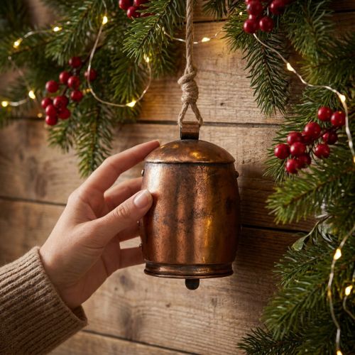 Dekohänger Metallglocke Kupfer Ø13,5cm 49cm | Floristik24.at