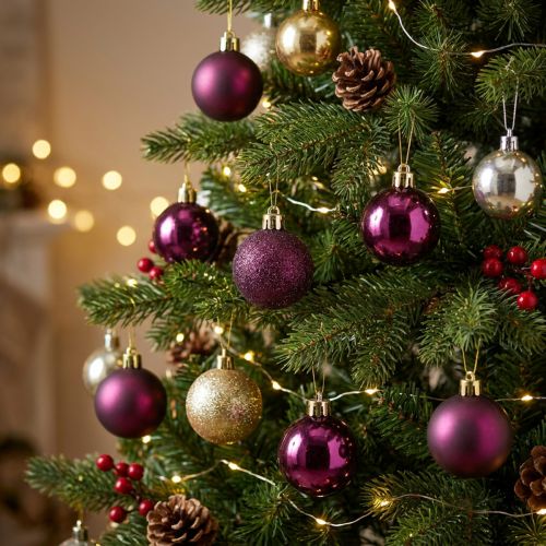 Mini Weihnachtskugeln Kunststoff Ø3cm Dunkellila 14 Stück | Floristik24.at