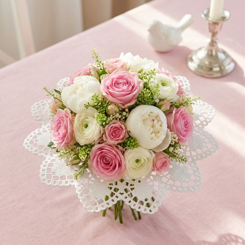 Biedermeier-Blumenmanschetten aus Papier Weiß Ø12cm Set 25 Stück | Floristik24.at