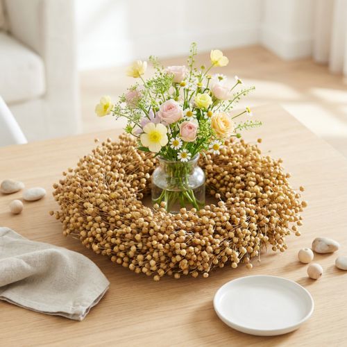 Boho Deko Kranz Flachs Dekokranz Naturkranz trocken Ø28cm | Floristik24.at