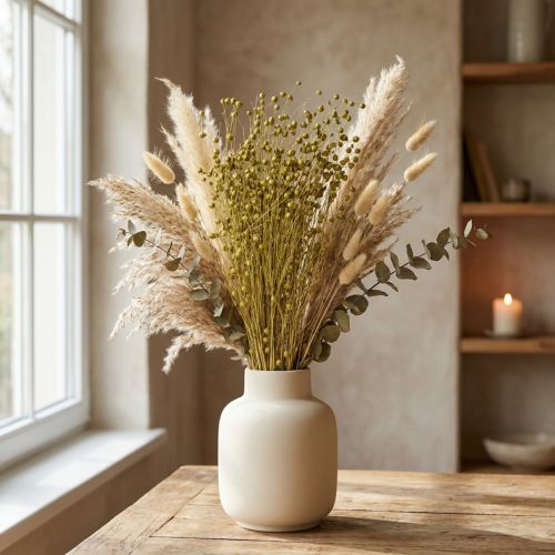 Deko Flachs Getrocknet Trockenblumen Olivgrün 50g | Floristik24.at