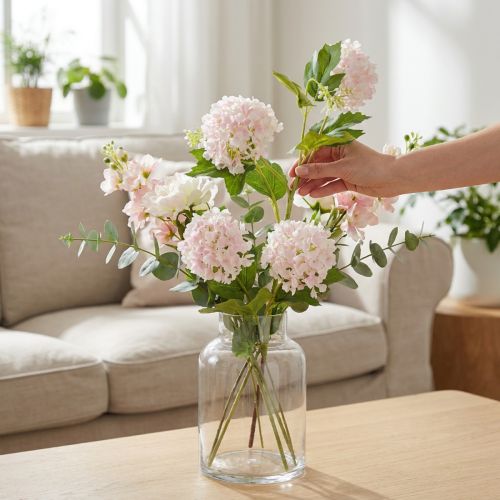 Künstliche Schneeball-Dekozweige Rosa Weiß 78 cm 2er-Set | Floristik24.at