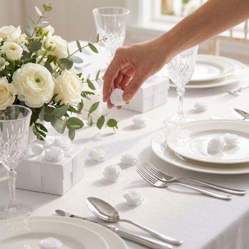 Dekorative Diorrosen aus Polyester Weiß Ø 1,5 cm 24 Stück | Floristik24.at
