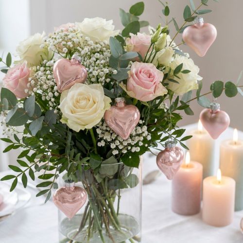 Mini Glasherzen Rosa 4cm aus Echtglas, 12 Stück für Wohn- und Festtagsdekoration | Floristik24.at