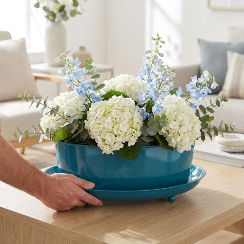 Tischschale aus Metall Blau 28 cm Dekoration für Innenräume | Floristik24.at
