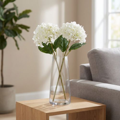 Künstliche Hortensie Weiß 80cm aus Polyester für Wohn- und Tischdekoration 2 Stück | Floristik24.at
