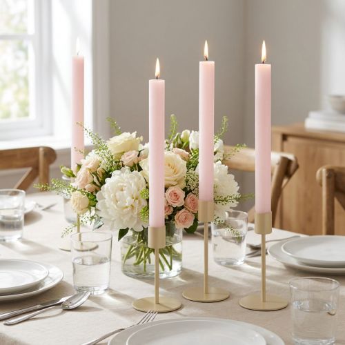Artikel Durchgefärbte Stabkerzen Wachs Rosa 34x240mm 4 Stück