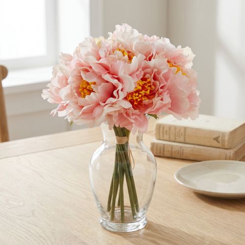 Paeonia Kunstblume Pfingstrose Rosa Textil Ø6-9cm 28cm 7 Stiele | Floristik24.at