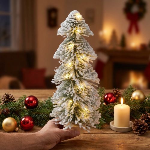 Artikel LED Weihnachtsbaum Mini Tanne beschneit 40 cm mit Holzsockel