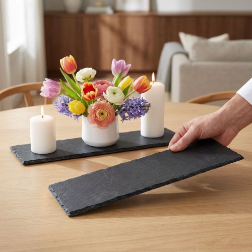 Schiefertafel Naturstein rechteckig 40x13cm Grau 2 Stück | Floristik24.at