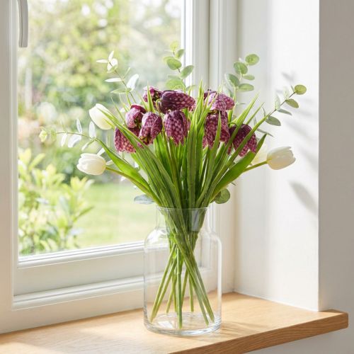 Artikel Schachbrettblumen künstlich Fritillaria Lila 29cm 6 Stück