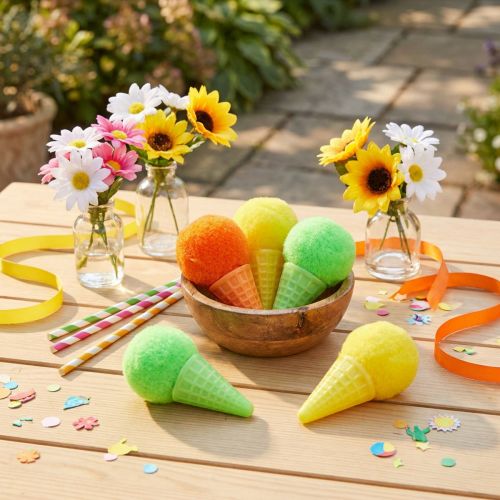 Eiswaffel-Dekoration Kunststoff 3,5 cm 18 Stück bunt