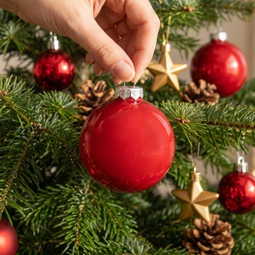 Artikel Weihnachtskugeln Rot Glas Ø7,5cm 12 Stück
