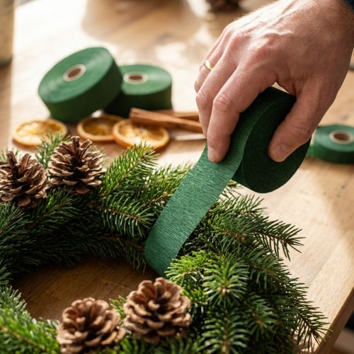 Römerwickelband aus grünem Krepppapier 6 cm x 20 m, 5 Rollen | Floristik24.at