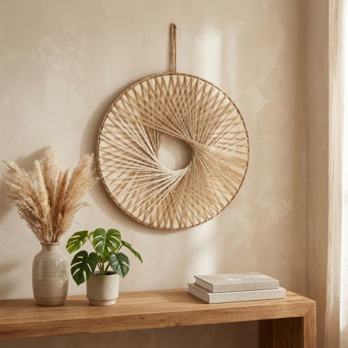 Wanddekoration Holzring Ø40cm Natur und Hanf | Floristik24.at