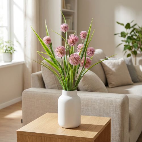 Künstlicher Zierlauch Allium Rosa 45 cm aus Kunststoff und Metall | Floristik24.at