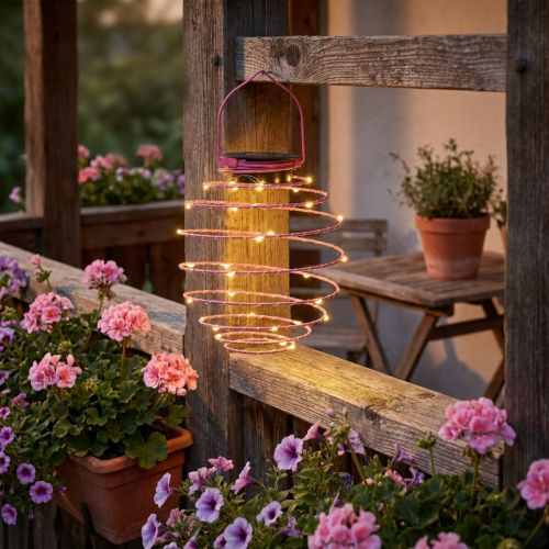 Solar Gartenleuchte aus Metall in Pink mit 25 LEDs, 22 cm | Floristik24.at