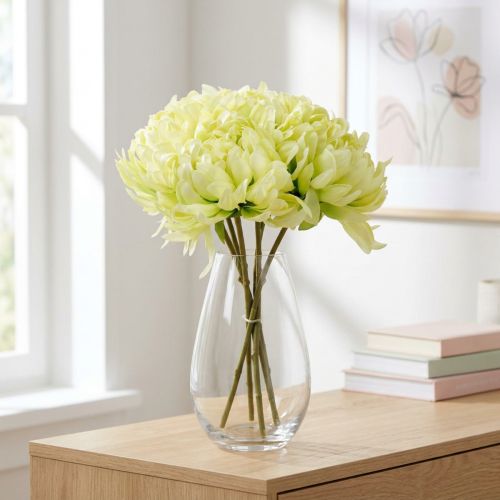 Künstlicher Chrysanthemenstrauß Creme, Gelb, 28 cm, 6 Stück | Floristik24.at