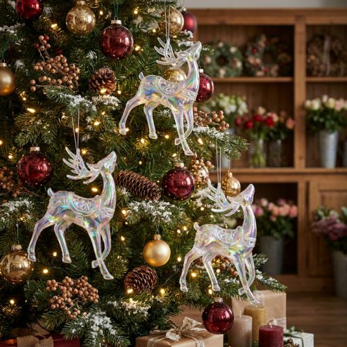 Artikel Rentier Weihnachtsschmuck Irisierend Kunststoff H12cm 3er-Set
