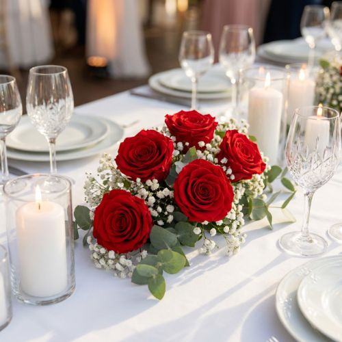 Artikel Konservierte Rosen Rot 5 cm 6 Stück für Dekoration und Hochzeiten
