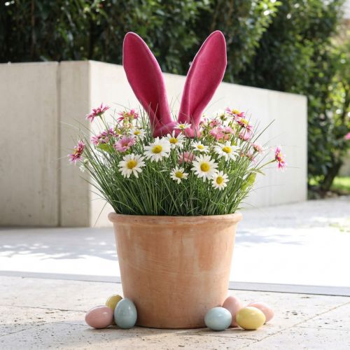 Beflockte Hasenohren Pink Deko-Stab H56cm Osterdekoration | Floristik24.at