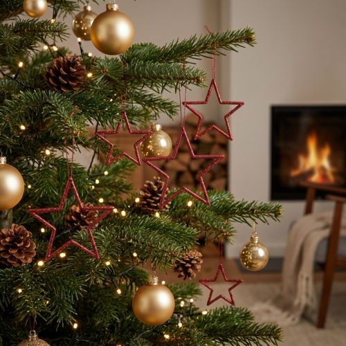Artikel Weihnachtssterne aus Kunststoff in Rot, 40er-Set, 7,5 cm, zum Hängen