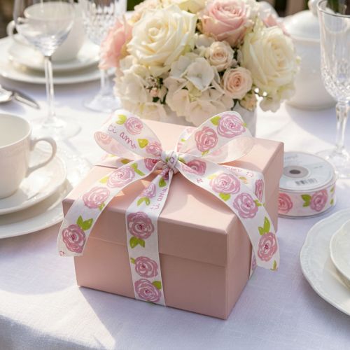 Geschenkband Polyester Dekoband 25mm Rosenmotiv „Ti amo“ 20m | Floristik24.at