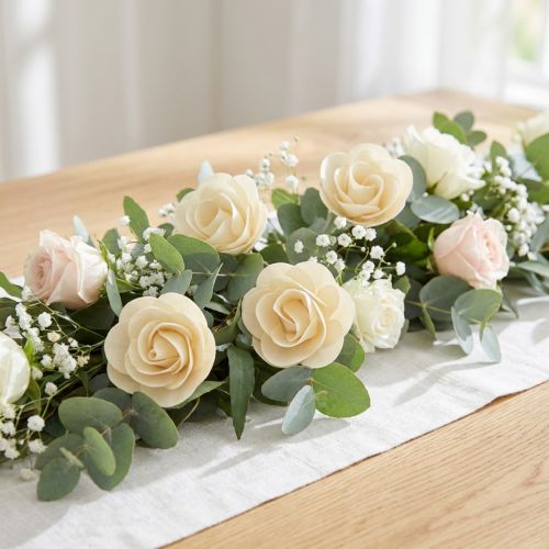 Künstliche Rosen aus Holz Creme Ø 7,5 cm 12 Stück | Floristik24.at