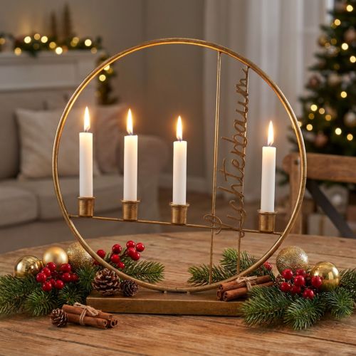 Stabkerzenhalter Dekoring Metall Gold Ø38cm | Floristik24.at
