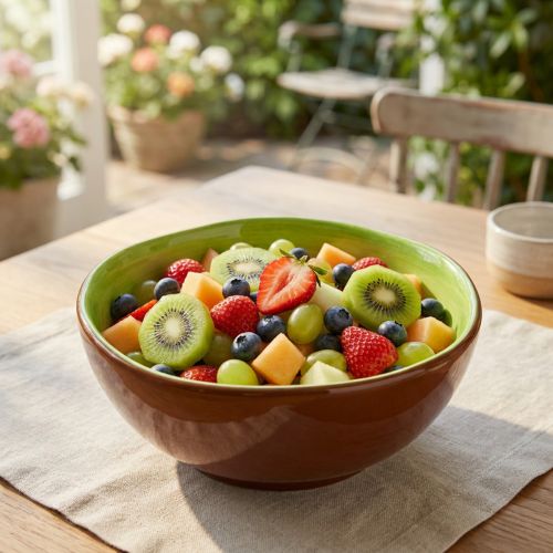 Artikel Keramik Servierschüssel Kiwi-Design 15 cm Grün-Braun