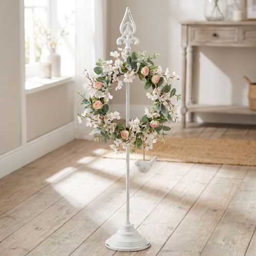 Kranzhalter aus Gusseisen Weiß H76cm mit 4 Haken | Floristik24.at