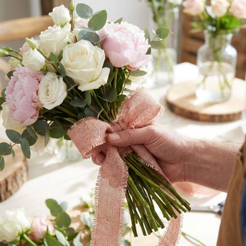 Fransenband aus Polyester Rosa-Gold 40mm x 15m für Dekorationen | Floristik24.at