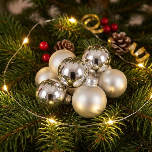 Weihnachtskugeln Glas Silber Ø4cm Matt/Glanz 24 Stück | Floristik24.at