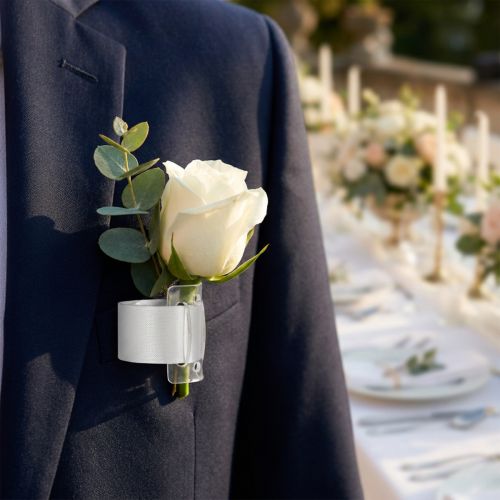 Hochzeitliches Corsageband aus Kunstseide in Weiß, 23 cm, 2 Stück | Floristik24.at